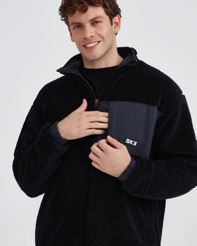 Skechers Outdoor Fleece Full Zip Sherpa Siyah Erkek Polar - 5