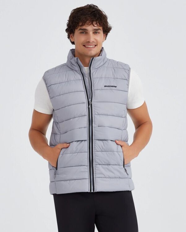 Skechers M Outerwear Padded Vest Gri Erkek Yelek - Skechers
