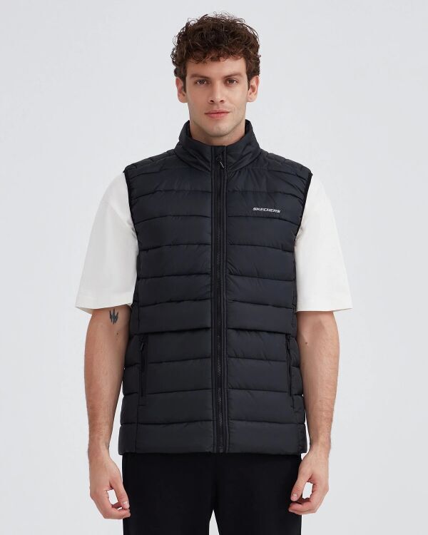 Skechers M Outerwear Padded Vest SİYAH Erkek Yelek - Skechers