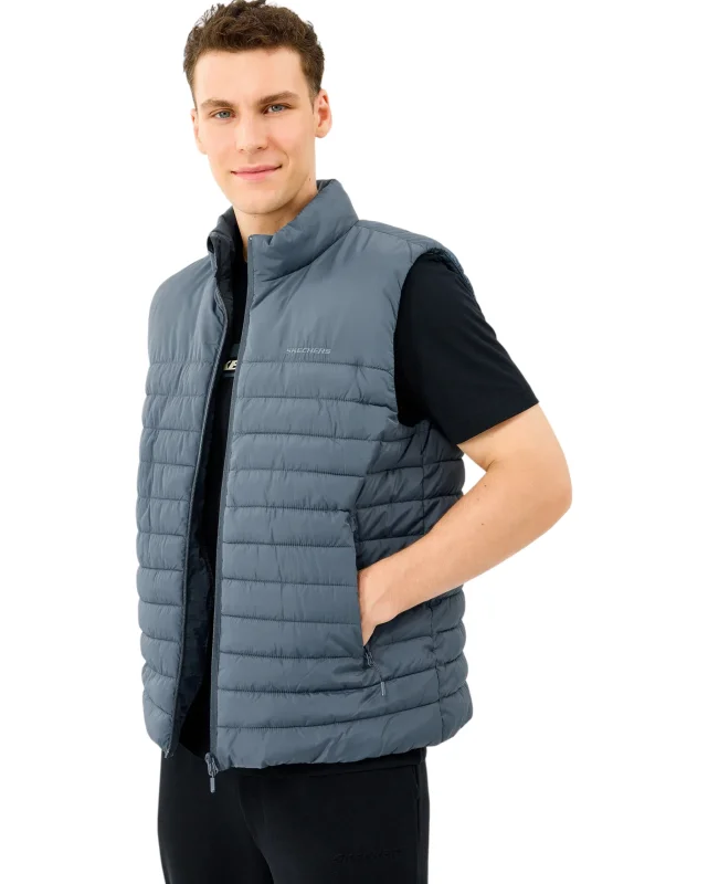 Skechers M Outerwear Polar Lining Paded Vest Gri Erkek Yelek - Skechers (1)