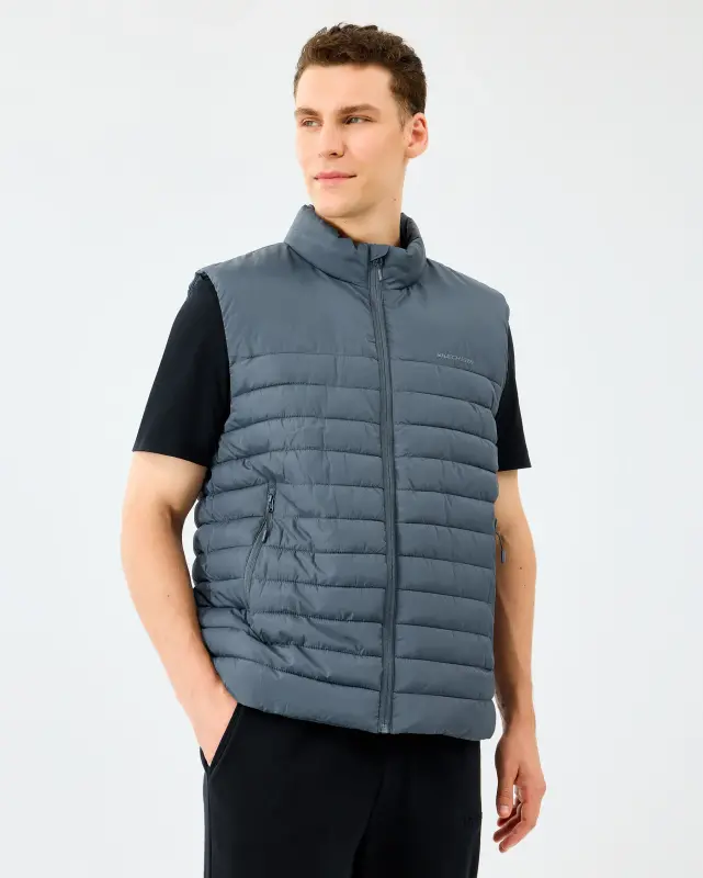 Skechers M Outerwear Polar Lining Paded Vest Gri Erkek Yelek - 4