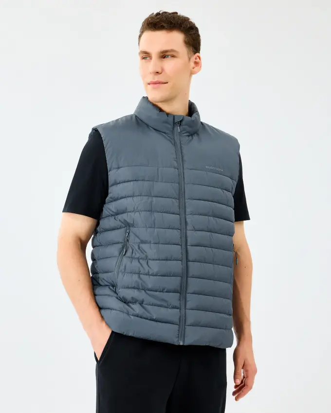 Skechers M Outerwear Polar Lining Paded Vest Gri Erkek Yelek - 4