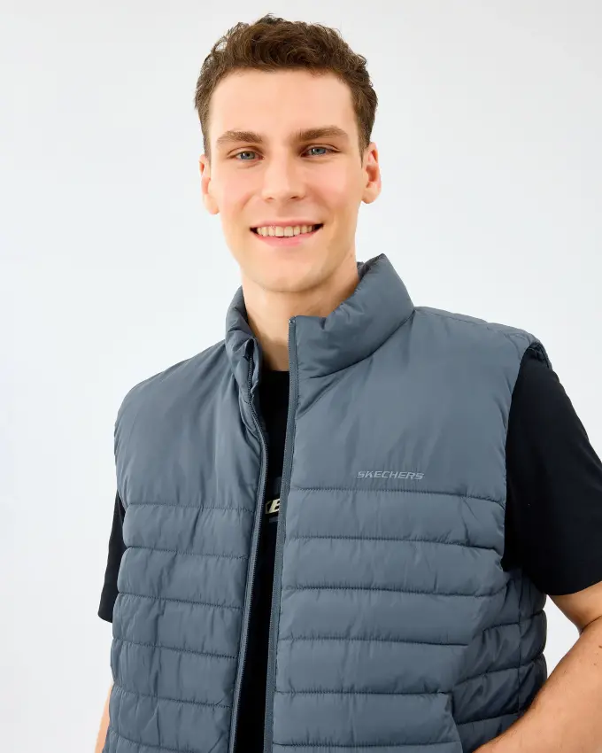 Skechers M Outerwear Polar Lining Paded Vest Gri Erkek Yelek - 6
