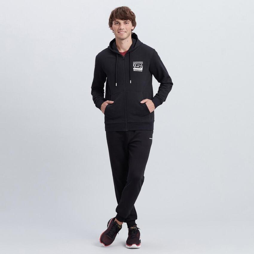 Skechers M Summits Full Zip Hoodie SİYAH Erkek Sweatshirt S212407-001 - 1