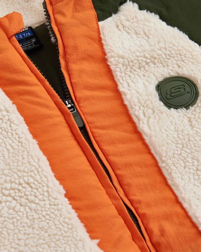 Skechers Outdoor Fleece Full Zip Sherpa Haki Çocuk Mont - 4
