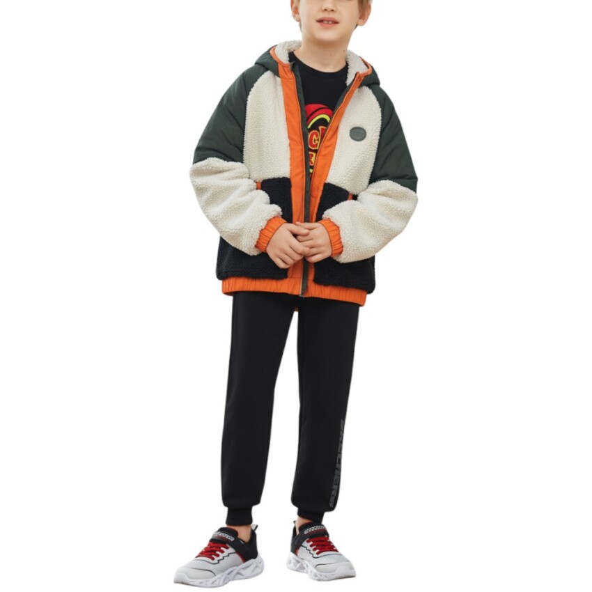 Skechers Outdoor Fleece Full Zip Sherpa Haki Çocuk Mont - 1