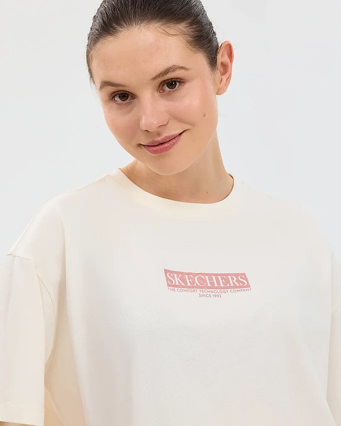 Skechers Oversize Fit Graphic Beyaz Kadın Tshirt - 5