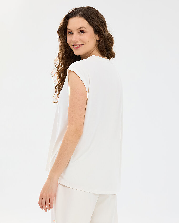 Skechers Soft Touch Loose Fit Beyaz Kadın Tshirt - 3