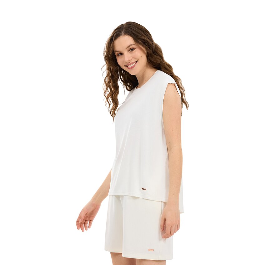 Skechers Soft Touch Loose Fit Beyaz Kadın Tshirt - 2