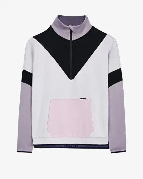 Skechers W 2XI-Lock Color Block Half Zip Gri Kadın Sweatshirt - 7