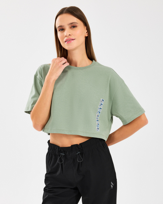 Skechers W Crop Fit Graphic Tee T-Shirt Kadın Tshirt - 3