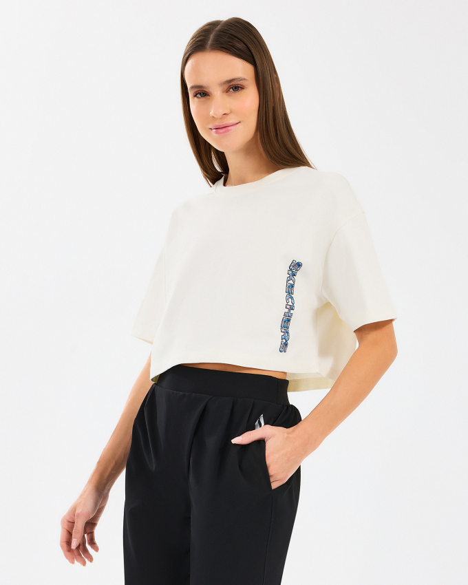 Skechers W Crop Fit Graphic Tee T-Shirt Kadın Tshirt - 1