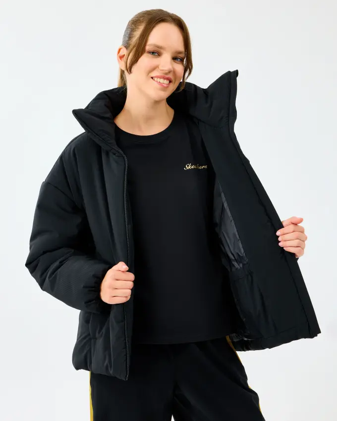 Skechers W Crop Puffer Siyah Kadın Mont - 6