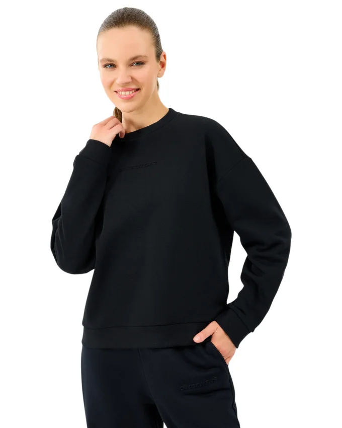 Skechers W Essential Crewneck Sweatshirt Siyah Kadın Sweatshirt - 3