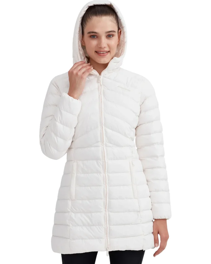 Skechers W Essential Maxi Length Hooded Beyaz Kadın Mont - 3