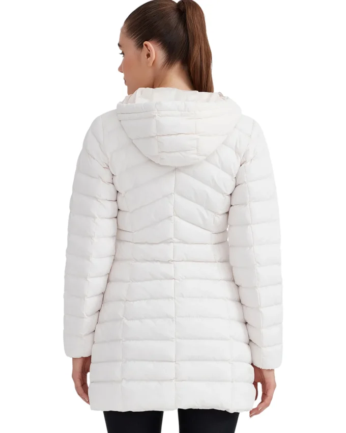 Skechers W Essential Maxi Length Hooded Beyaz Kadın Mont - 4