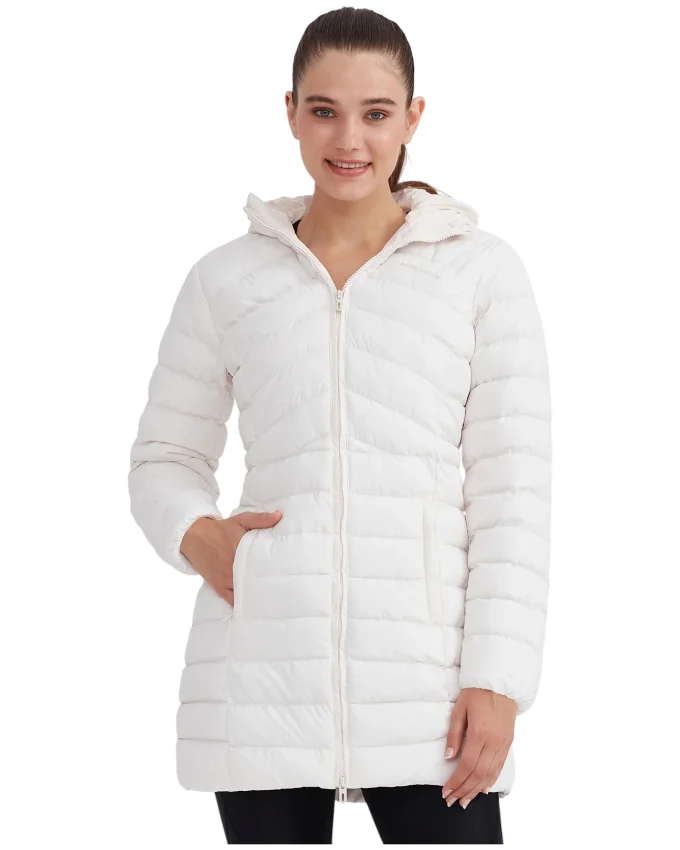 Skechers W Essential Maxi Length Hooded Beyaz Kadın Mont - 1