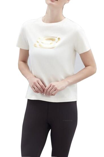 Skechers W Graphic Tee Big Logo T-Shirt Bej Kadın Tshirt - 4
