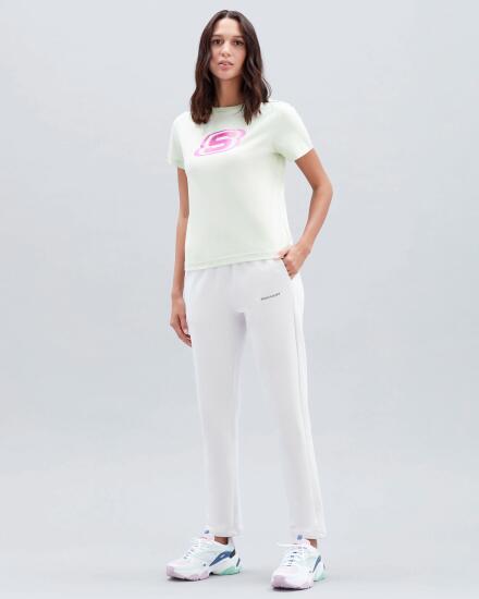 Skechers W Graphic Tee Big Logo T-Shirt Yeşil Kadın Tshirt S221508-300 - 2