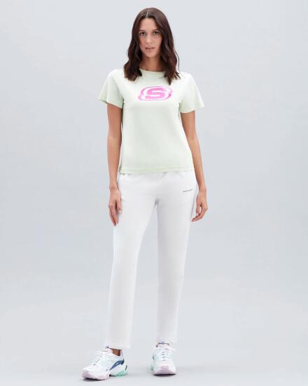 Skechers W Graphic Tee Big Logo T-Shirt Yeşil Kadın Tshirt - 1