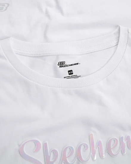 Skechers W Graphic Tee Crew Neck T-Shirt BEYAZ Kadın Tshirt - 6