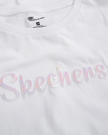 Skechers W Graphic Tee Crew Neck T-Shirt BEYAZ Kadın Tshirt - 7