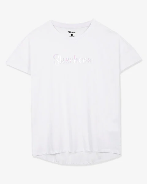 Skechers W Graphic Tee Crew Neck T-Shirt BEYAZ Kadın Tshirt - 4