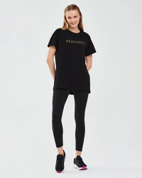 Skechers W Graphic Tee Crew Neck T-Shirt SİYAH Kadın Tshirt - 4