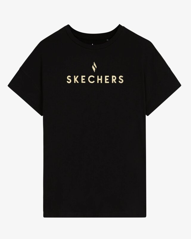 Skechers W Graphic Tee Crew Neck T-Shirt SİYAH Kadın Tshirt - 1