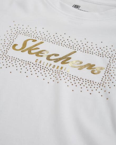 Skechers W Graphic Tee Shiny Logo T-Shirt BEYAZ Kadın Tshirt - 3
