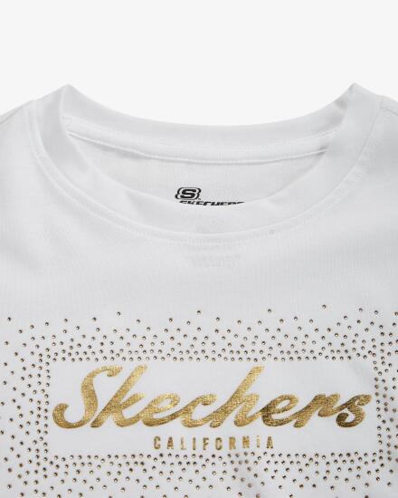 Skechers W Graphic Tee Shiny Logo T-Shirt BEYAZ Kadın Tshirt - 4