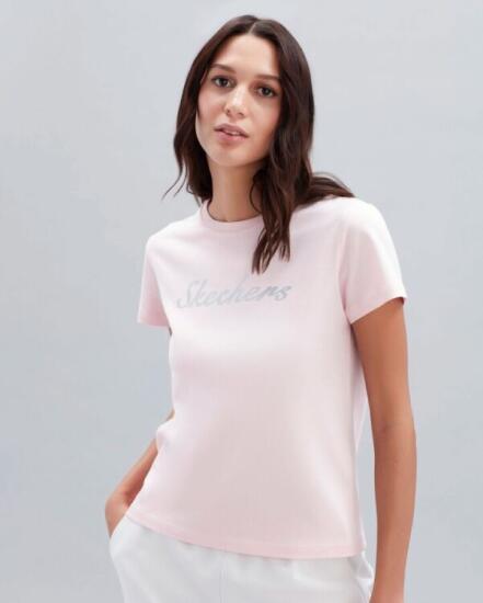 Skechers W Graphic Tee Shiny Logo T-Shirt Pembe Kadın Tshirt - 3