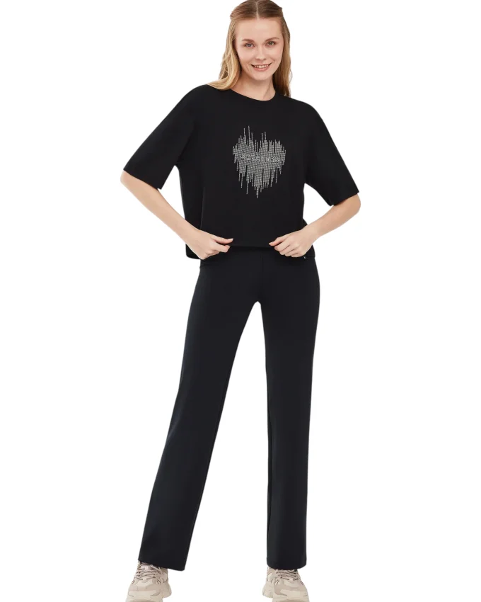 Skechers W Graphic Tee Shiny Logo T-Shirt SİYAH Kadın Tshirt S221173-001 - 1