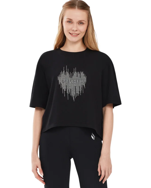 Skechers W Graphic Tee Shiny Logo T-Shirt SİYAH Kadın Tshirt S221173-001 - 3