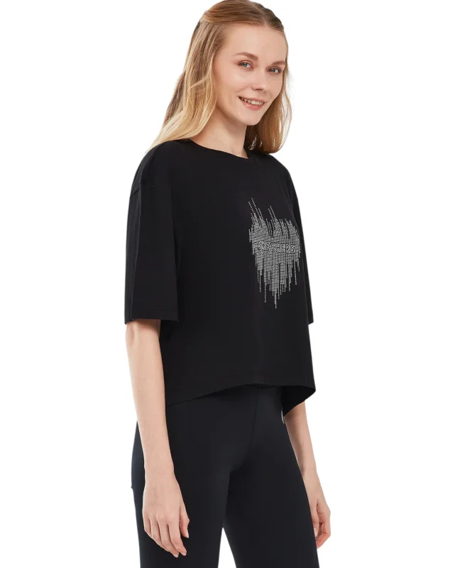 Skechers W Graphic Tee Shiny Logo T-Shirt SİYAH Kadın Tshirt S221173-001 - 2