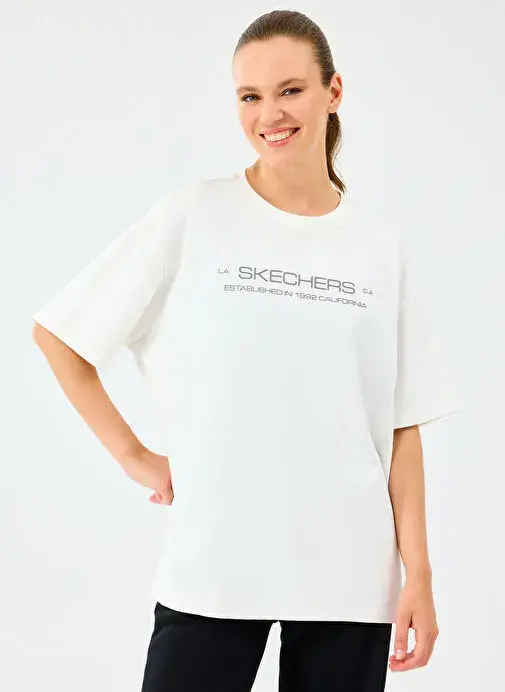Skechers W Heavy Fabric T-Shirt Beyaz Kadın Tshirt - 1