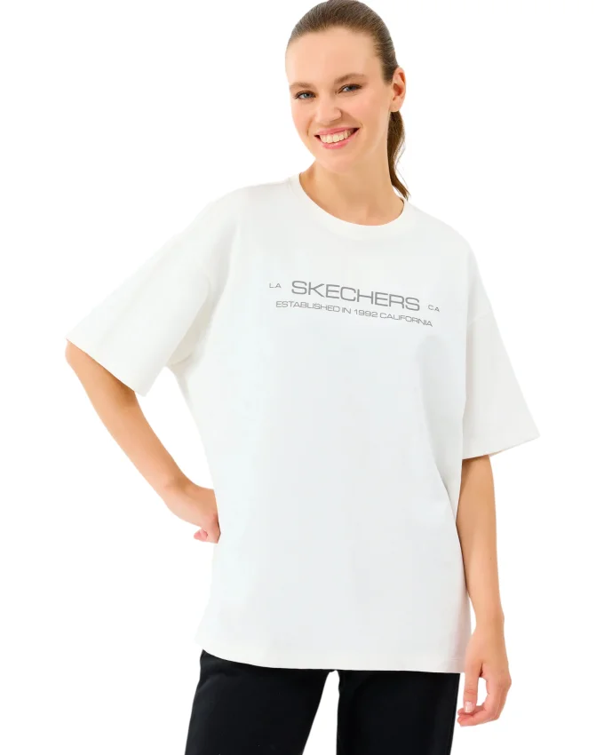 Skechers W Heavy Fabric T-Shirt Beyaz Kadın Tshirt - 1