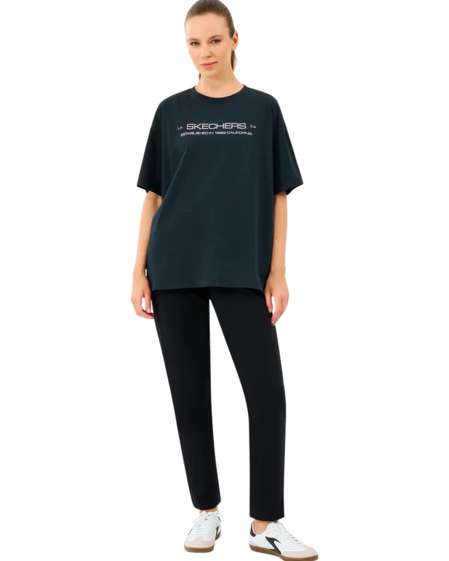 Skechers W Heavy Fabric T-Shirt Siyah Kadın Tshirt - Skechers (1)