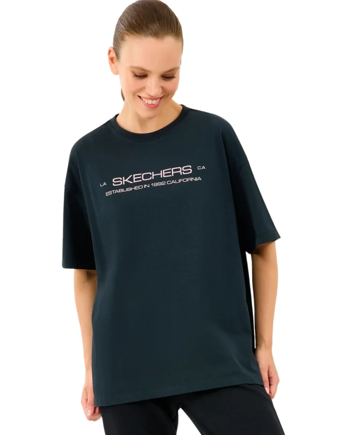 Skechers W Heavy Fabric T-Shirt Siyah Kadın Tshirt - 1