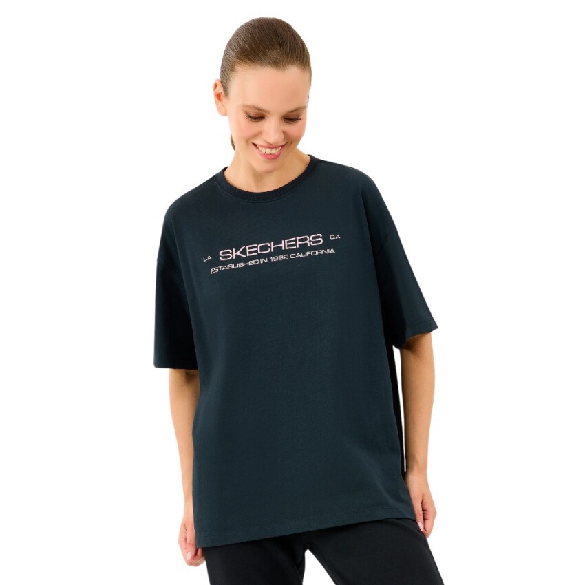 Skechers W Heavy Fabric T-Shirt Siyah Kadın Tshirt - 1