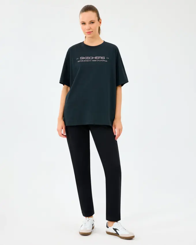 Skechers W Heavy Fabric T-Shirt Siyah Kadın Tshirt - 3