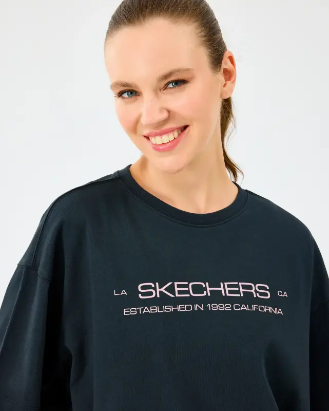 Skechers W Heavy Fabric T-Shirt Siyah Kadın Tshirt - 4