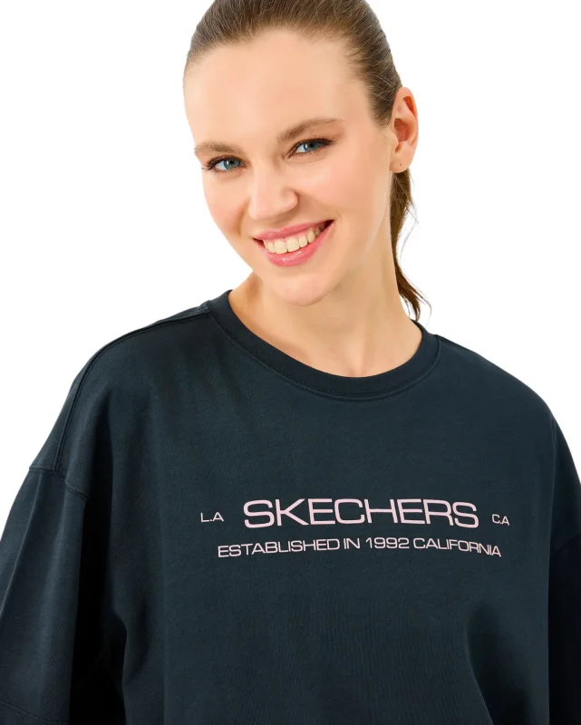Skechers W Heavy Fabric T-Shirt Siyah Kadın Tshirt - 3