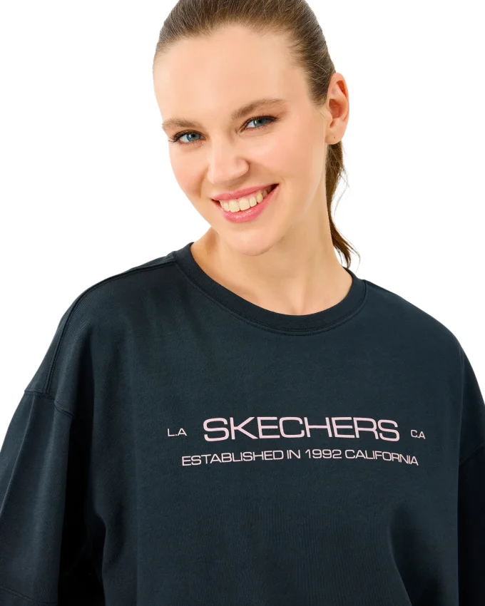 Skechers W Heavy Fabric T-Shirt Siyah Kadın Tshirt - 3