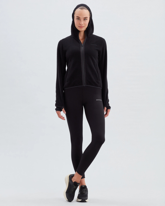 Skechers W Hooded Full Zip Polar SİYAH Kadın Ceket S212936-001 - 2