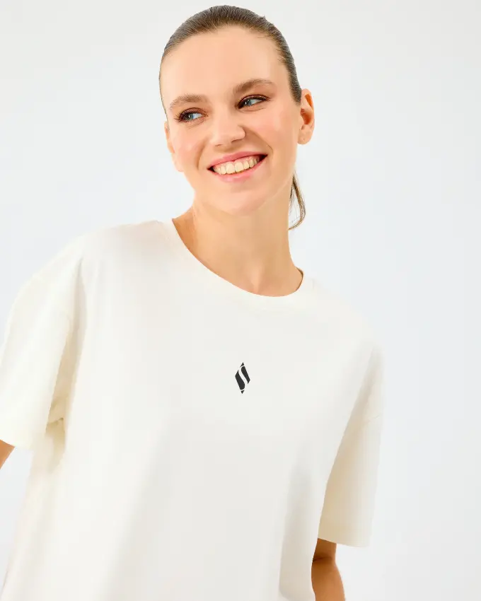 Skechers W Light Fabric T-Shirt Beyaz Kadın Tshirt - 4