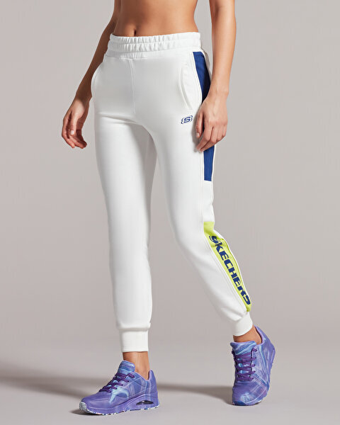 Skechers W LW Fleece Color Block Jogger Sweatpant BEYAZ Kadın Eşofman Altı - Skechers