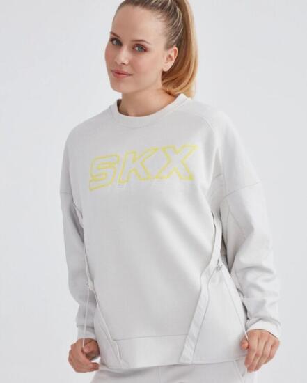 Skechers W LW Fleece Crew Neck Sweatshirt Gri Kadın Sweatshirt - 5