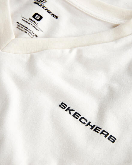 Skechers W New Basics V Neck T-Shirt BEYAZ Kadın Tshirt - 5