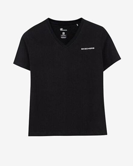 Skechers W New Basics V Neck T-Shirt SİYAH Kadın Tshirt - 5